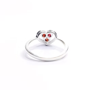 Anillo de Granate en Forma de Corazón de Moda (2.2 Gramos) con Piedras Preciosas, Joyería de Plata 925, Múltiples Estilos Disponibles, Suministro al por Mayor - Product Image 4