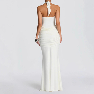 Vestidos de Noche Elegantes de Sirena con Cintura Imperio y Cuello Halter para Mujer, Estilo Europeo Americano, Novedad al por Mayor, con Malla Transfronteriza para Fiesta - Product Image 3