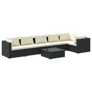 Set Lounge da Giardino Modulare in Rattan PE Nero, 6 Posti, Arredamento da Esterno dal Design Contemporaneo - Product Image 4