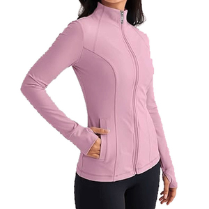 Solid Color Gym Fitness <b>Jacket</b> Yoga With Pockets Morning <b>Workout</b> White Yoga <b>Jacket</b> Quick-Dry Slim Yoga <b>Jacket</b> - Product Image 2
