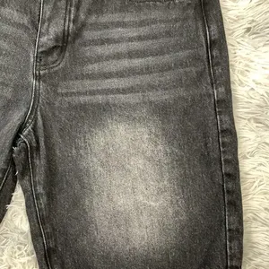 Shorts en jean décontractés pour hommes, coupe ample, vintage, délavés, extensibles, avec logo personnalisé, couleur unie, tendance été - Product Image 5