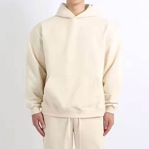 Sudadera con Capucha Extra Grande para Hombre, Color Negro Sólido, Tejido de Algodón, Estilo Casual, con Bolsillo Tipo Canguro, Estilo Urbano Otoñal - Product Image 3