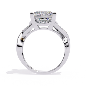 Anillo de Compromiso de Diamantes con Corte Princesa Platino, con Diamantes Naturales Certificados por GIA, Estilo Clásico, Joyería para Mujer - Product Image 3