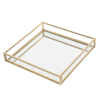 Plateau décoratif hexagonal antique en métal noir et verre, grand organisateur de maquillage, présentoir à bijoux, plateau de service en verre pour salon et boissons