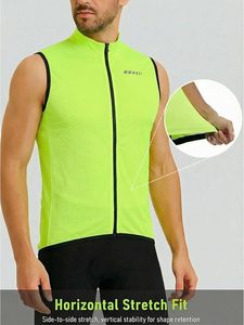 Men’s Sleeveless Cycling Jersey, Full Zip, Quick-Dry Breathable Lightweight Knit, <b>3</b> Rear Pockets - Product Image 3