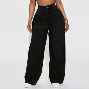 Pantalones Vaqueros Anchos de Mujer de Pierna Ancha, Ajuste Holgado, Transpirables, Estilo Casual Urbano, Venta al por Mayor - Product Image 3