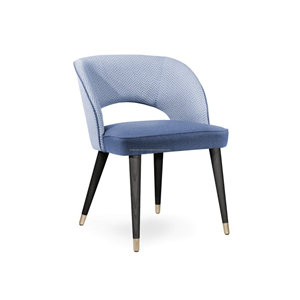 Juego de Comedor Moderno con 6 Sillas de Terciopelo Azul, Mesa de Madera con Respaldo Sólido, Diseño de Mediados de Siglo para Muebles de Hogar - Product Image 4