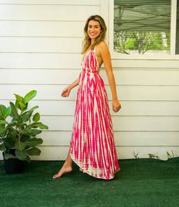 Vestido Maxi Tie Dye de Diseño Sencillo, Tejido Informal sin Mangas, Estilo Dulce - Product Image 5