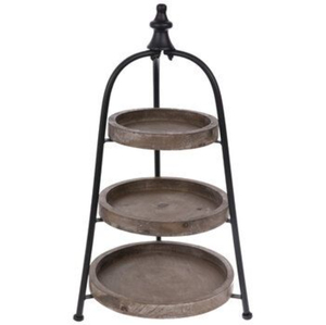 Rustic Design Wooden <b>Cake</b> <b>Stand</b> Metal Handle <b>3</b>-<b>Tier</b> Brown Finish Dishwasher Safe Customizable Color Size for Home Birthday - Product Image 4