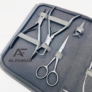 Matte Black Color Professional Hair Extension Tools Kit Surgical Grade Stainless Steel Scissors Pliers Looping <b>Hook</b> Metal <b>Clips</b> - Product Image 3