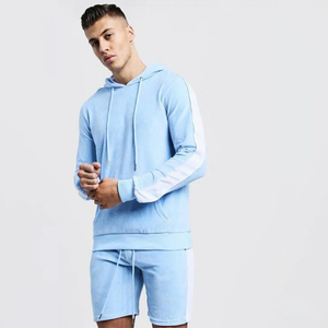 Men's Winter <b>Thermal</b> Fleece 2-Piece Hoodie & <b>Pants</b> Set Stand Collar Polyester/Cotton Solid Pattern - Product Image 1