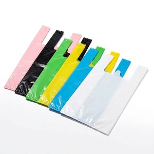 Sacs en plastique personnalisés imprimés, blancs, noirs, verts, jaunes, sacs T-shirt en PEHD, sacs de remerciement, sacs jetables pour la livraison de repas et le shopping - Product Image 1