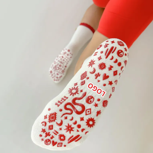 <b>Custom</b> LOGO Halloween <b>Grip</b> Crew <b>Socks</b> Embroidery Anti-Slip Breathable Cotton Yoga <b>Socks</b> for Women Adults Autumn - Product Image 1