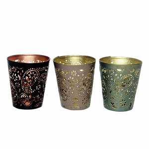 3 Pcs Black Wood Scented <b>Tea</b> <b>Light</b> Candle Holder Set Tall Textured <b>Christmas</b> Home Decor - Product Image 3