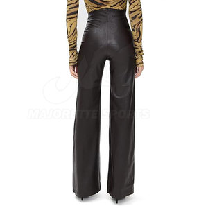 Pantalones de cuero genuino hechos a medida para mujer con logotipo personalizado, diseño único, precio al por mayor. - Product Image 2