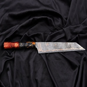 Couteau de cuisine utilitaire professionnel en cuivre damas fait main avec manche en bois durable pour la préparation quotidienne des repas - Product Image 1