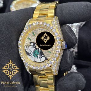 นาฬิกา Pahal Jewels หรูหรา ประดับเพชรทองคำ หน้าปัดลายการ์ตูน ระบบอนาล็อก กลไกจักรกล ตัวเรือนขนาด 38 มม. สายขนาด 20 มม. ตัวล็อคแบบพับได้ เหมาะสำหรับทั้งชายและหญิง - Product Image 2