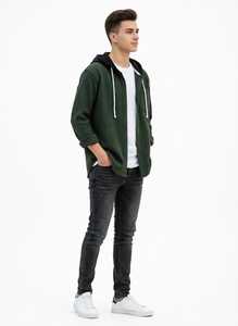 ONETEN APPARELS Conjunto Deportivo 2 en 1 con Capucha para Hombre, Color Negro y Blanco Sólido, Pantalones Deportivos Largos 100% Algodón - Product Image 3