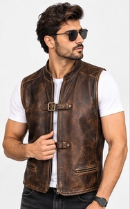 Ceinture en cuir marron <span class=keywords><strong>moutarde</strong></span> pour homme avec fermeture éclair et boucle West Collar - Product Image 6
