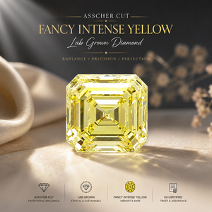 Diamant CVD Jaune Intense Fantaisie Everglow 2,01 ct VVS2 Certifié IGI Taille Asscher Cultivé en Laboratoire Polissage Excellent Symétrie - Product Image 1