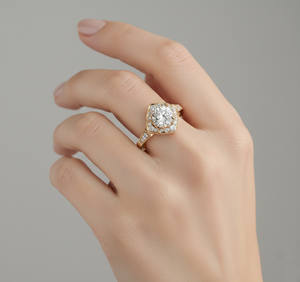 Bague de fiançailles en diamant créé en laboratoire, plaqué or rose 14 carats, halo ovale vintage, personnalisée et certifiée - Product Image 2