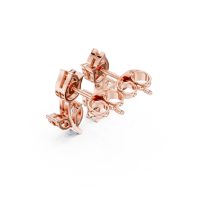 Boucles d'oreilles pendantes en or rose 14 carats avec diamants de laboratoire de taille marquise pour femme – Bijoux floraux élégants de créateur - Product Image 2