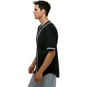 Stylish Black Blank Baseball Jersey Streetwear Style Polyester <b>Mesh</b> <b>Shirt</b> for Custom Printing and Hip Hop Fashion - Product Image 3