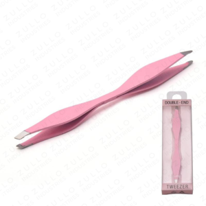 Premium Pink Powder Coated Stainless Steel Double End Eyebrow Tweezers with Custom Logo OEM Beauty <b>Tool</b> - Product Image 4