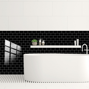Nero lucido Peel & Stick piastrelle da parete autoadesive impermeabile facile da pulire per cucina e bagno - Product Image 1