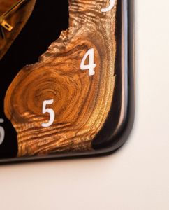 Wood Grain <b>Wall</b> <b>Clock</b> Square Resin <b>Clock</b> Decorative 2D <b>Clock</b> Modern Art <b>Clock</b> for <b>Bedroom</b> Living Room - Product Image 2