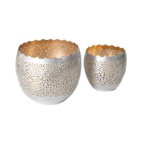 Ensemble de 2 lanternes porte-bougies rondes dorées, design tendance, pour décoration intérieure - Product Image 5