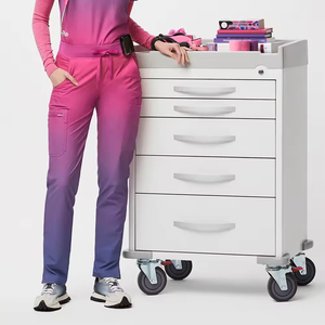 Pantalon de travail médical pour femmes, coupe slim, style jogger, avec poches, pour infirmières - Product Image 5