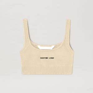 Wholesale Custom Embroidery logo Women Knitted Ribbed Crop tank <b>Top</b> - Product Image 5