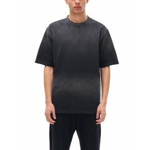 Oversized T-Shirt <b>For</b> Men OEM Custom Logo Graphic Tees T Shirts <b>Hip</b> Hop Men's Silk Screen Printing Vintage Distressed Acid Wash - Product Image 1