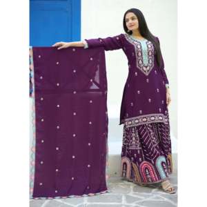 Hermoso conjunto de traje de fiesta para mujer con trabajo bordado en secuencia - Product Image 3