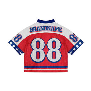 Maillot de football américain rétro streetwear respirant à séchage rapide en mesh coupe ample à manches courtes - Product Image 3