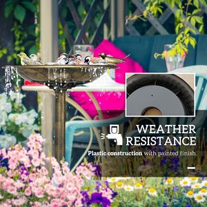 Vasca per Uccelli Decorativa in Bronzo Anticato da 28 Pollici con Piedistallo e Statue di Uccelli per Ornamento del Giardino e Alimentazione degli Uccelli - Product Image 6