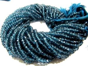 Perles de pierre de topaze bleue de Londres facettées naturelles, forme ronde, 4-5 mm, 13 pouces de long - Product Image 2