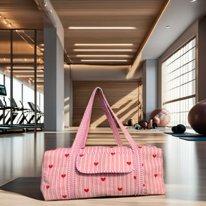 Sac de voyage week-end matelassé à motif floral, grande capacité, personnalisable pour femme, avec fermeture éclair et monogramme, idéal pour le rangement des bagages. - Product Image 1