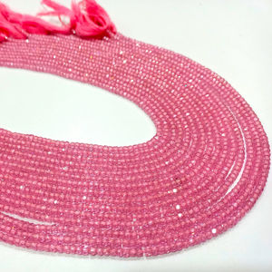 Cuentas facetadas de circonia cúbica rosa natural de 3 mm, hebra de 13 pulgadas de largo - Product Image 2