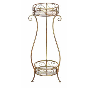 Support à plantes en métal à 2 niveaux, intérieur/extérieur, support à fleurs classique en fer, étagère de présentation, support à plantes haut pour jardin, balcon, décoration de la maison - Product Image 3