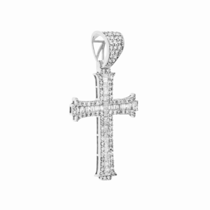 10K <b>Solid</b> White <b>Gold</b> Round Brilliant Cut Diamond Christian Men's Religious Cross Charm <b>Pendant</b> 1.75" 1.48 CT Hip-Hop Jewelry - Product Image 2