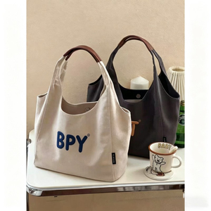 Bolsa de Hombro de Lona de Algodón con Logotipo Bordado Personalizable, Bolsa de Gran Capacidad, Versátil, para Estudiantes - Product Image 5