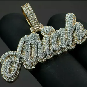 Colgante Personalizado con Nombre de Dos Tonos para Hombre, con Circonita Cúbica de 3 Quilates y Plata 925 - Product Image 2