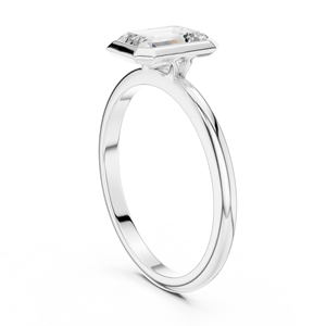 Sterling <b>Silver</b> Bezel Set <b>Emerald</b> Moissanite Engagement <b>Ring</b> | Modern Bezel Solitaire Wedding <b>Ring</b> for Women - Product Image 4