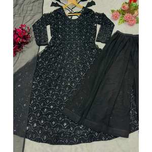 Tenue de soirée de marque XS avec broderie de fil, tenue Anarkali - Product Image 1