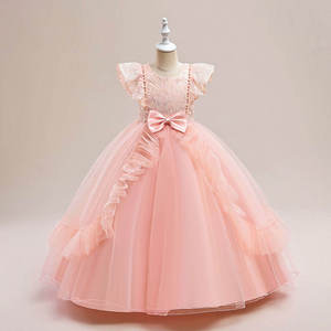Vestido de niña para fiesta, cumpleaños y boda, elegante, con mangas con volantes y lazo de satén, de encaje y tul, estilo princesa - Product Image 4