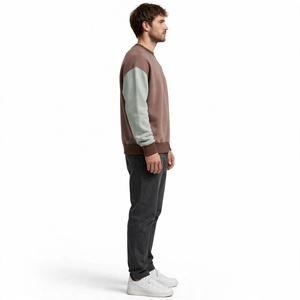 Sweat-shirt à col rond pour homme, couleur personnalisée, blocs de couleur, manches raglan, coupe classique, vêtement décontracté d'automne, 100% coton French Terry Pat - Product Image 3