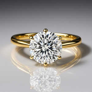 Bague solitaire la plus vendue avec diamant rond serti à griffes, idéale pour le quotidien, le bureau et comme cadeau élégant pour elle lors de mariages. - Product Image 1