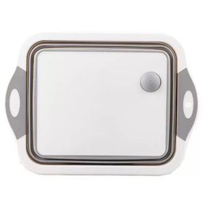 Planche à découper pliable avec évier intégré, gadget de cuisine multifonction pliable pour la maison et le camping, matériau PP+TPE - Product Image 3